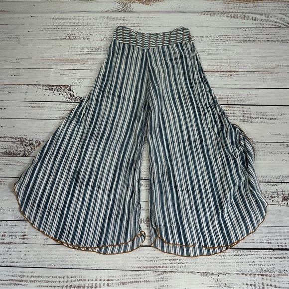 Blu Nomad size 1 XS Geo Blue Striped Wide Leg Bohemian Palazzo Pants Blunomad - Picture 13 of 15